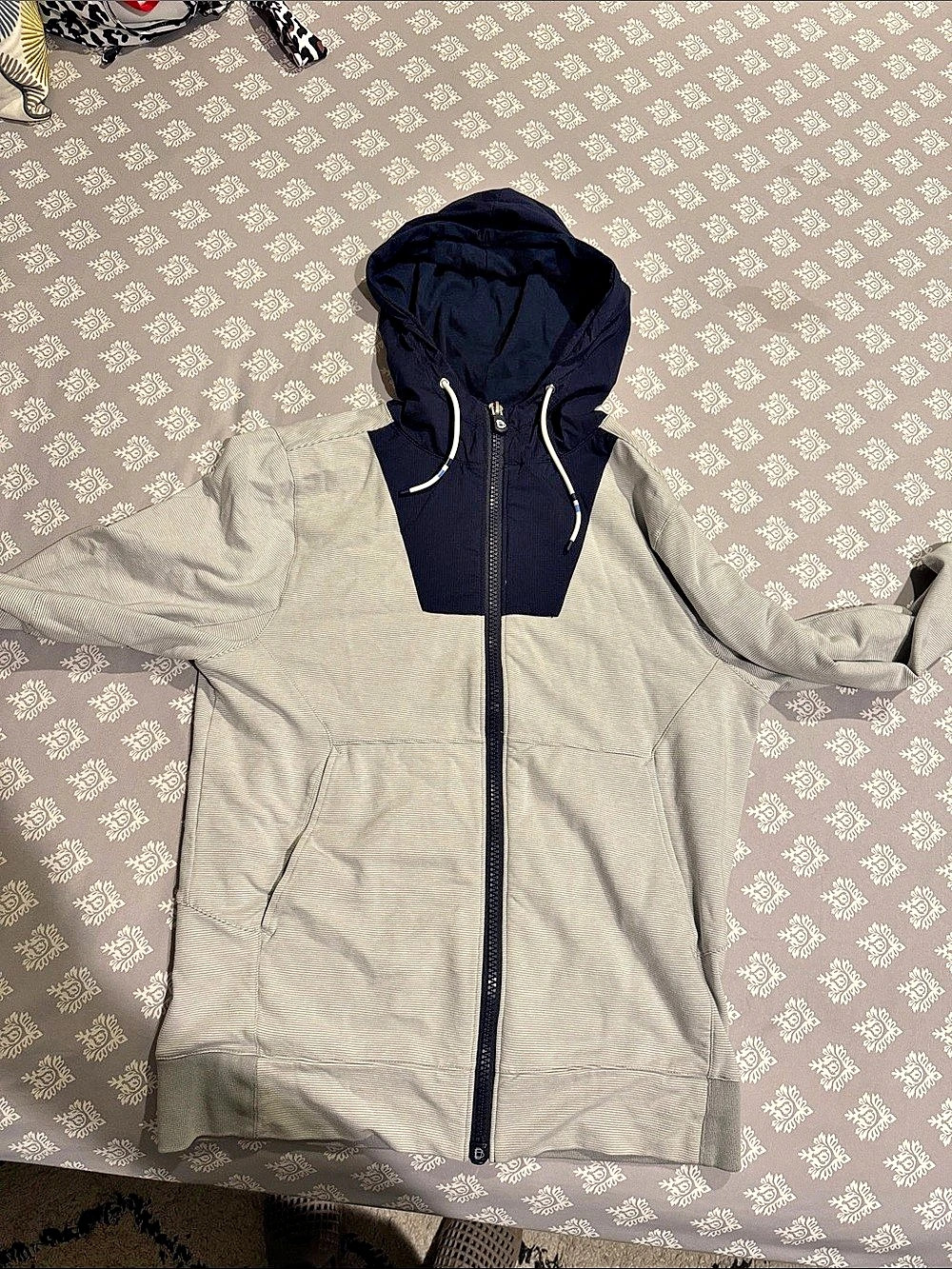 B'Draddy Striped Hooded Vest in Gray & Blue Small